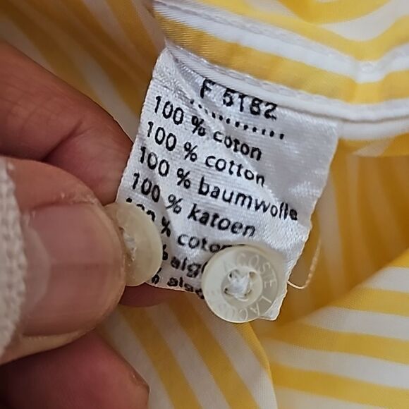 Lacoste yellow stripped, button down shirt size 42 - Picture 7 of 8